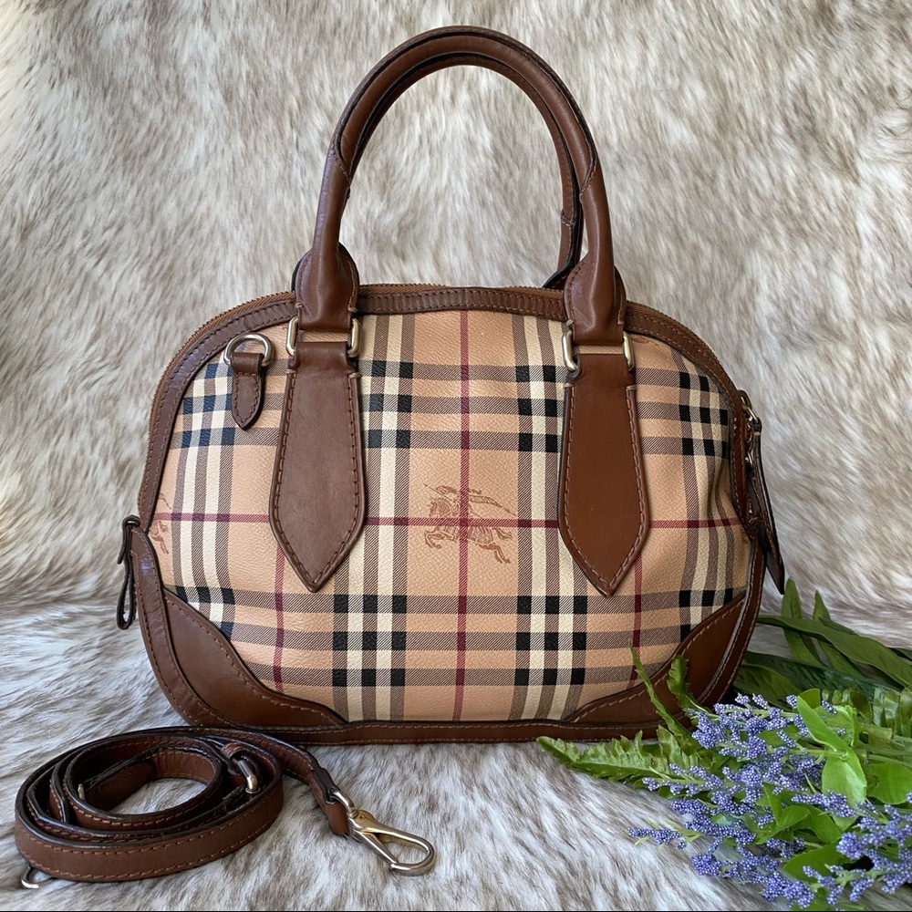 Burberry Haymarket Orchard Bowling Satchel Bag